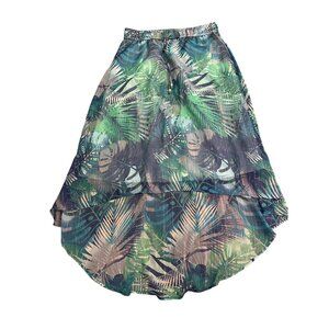 Jaclyn & Smith Tropical Leaf Print High-Low Skirt M/M Polyester Lined Womens Ela
